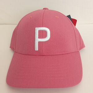 PUMA Golf Pony P Stretch Fit Adjustable Women's Cap One Size Pink White NWT